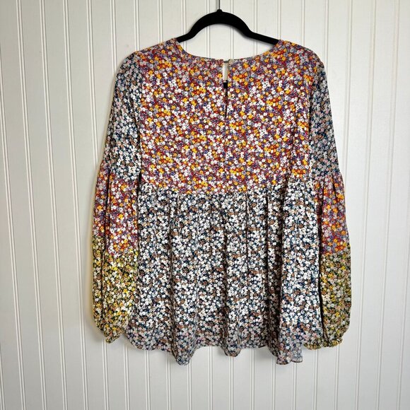 AndTheWhy colorful floral balloon sleeve blouse size small L15 - Picture 5 of 5